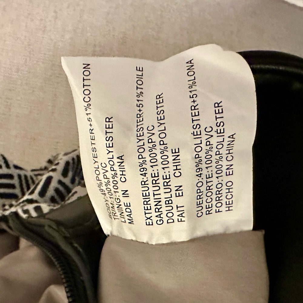 Anne Klein Black and Cream Patterned Shoulder Tote with Charm - Picture 5 of 8